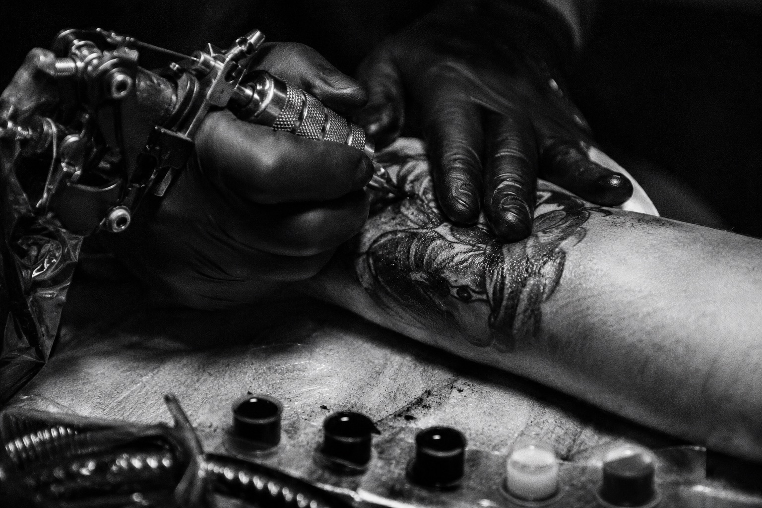 Black and grey tattoo work